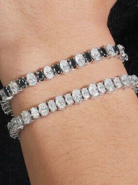 6mm Oval Cut Moissanite Bracelets VVS 925 Silver Chain